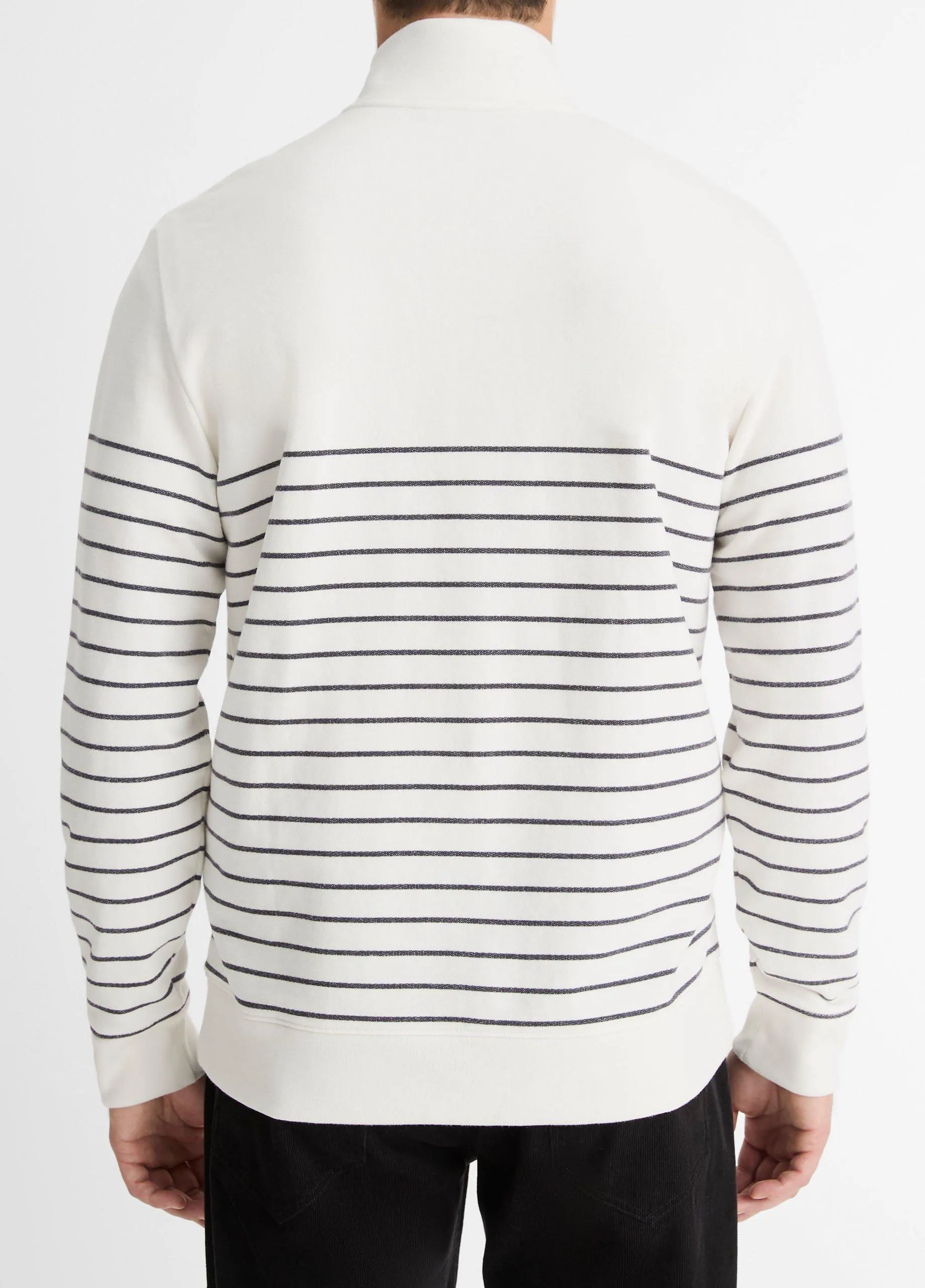 Striped Sueded Cotton Quarter-Zip Pullover