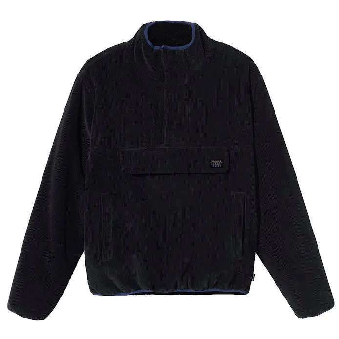 STSSY CORDUROY MOCK PULLOVER // BLACK