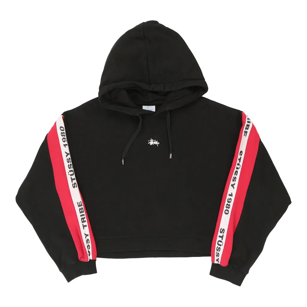Stussy Cropped Hoodie - Small Black Cotton Blend