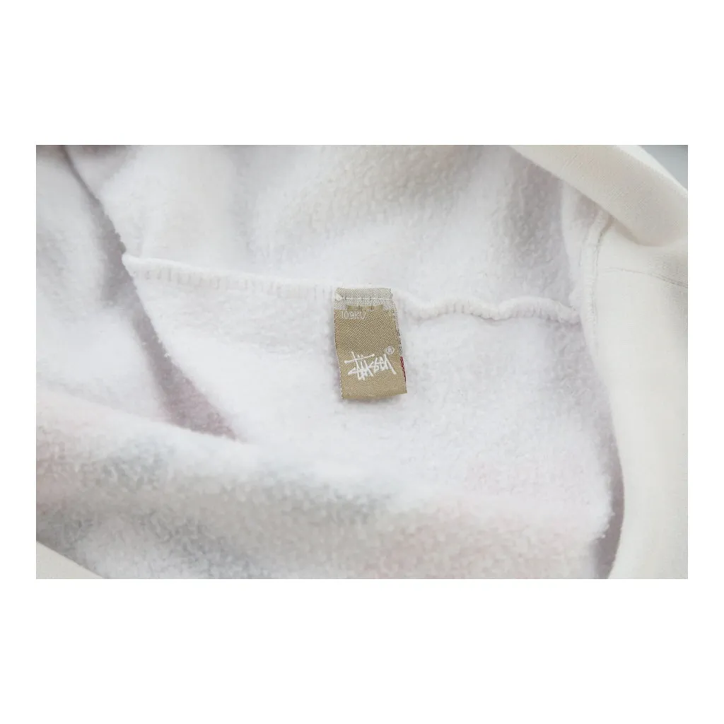 Stussy Spellout Hoodie - Small White Cotton Blend