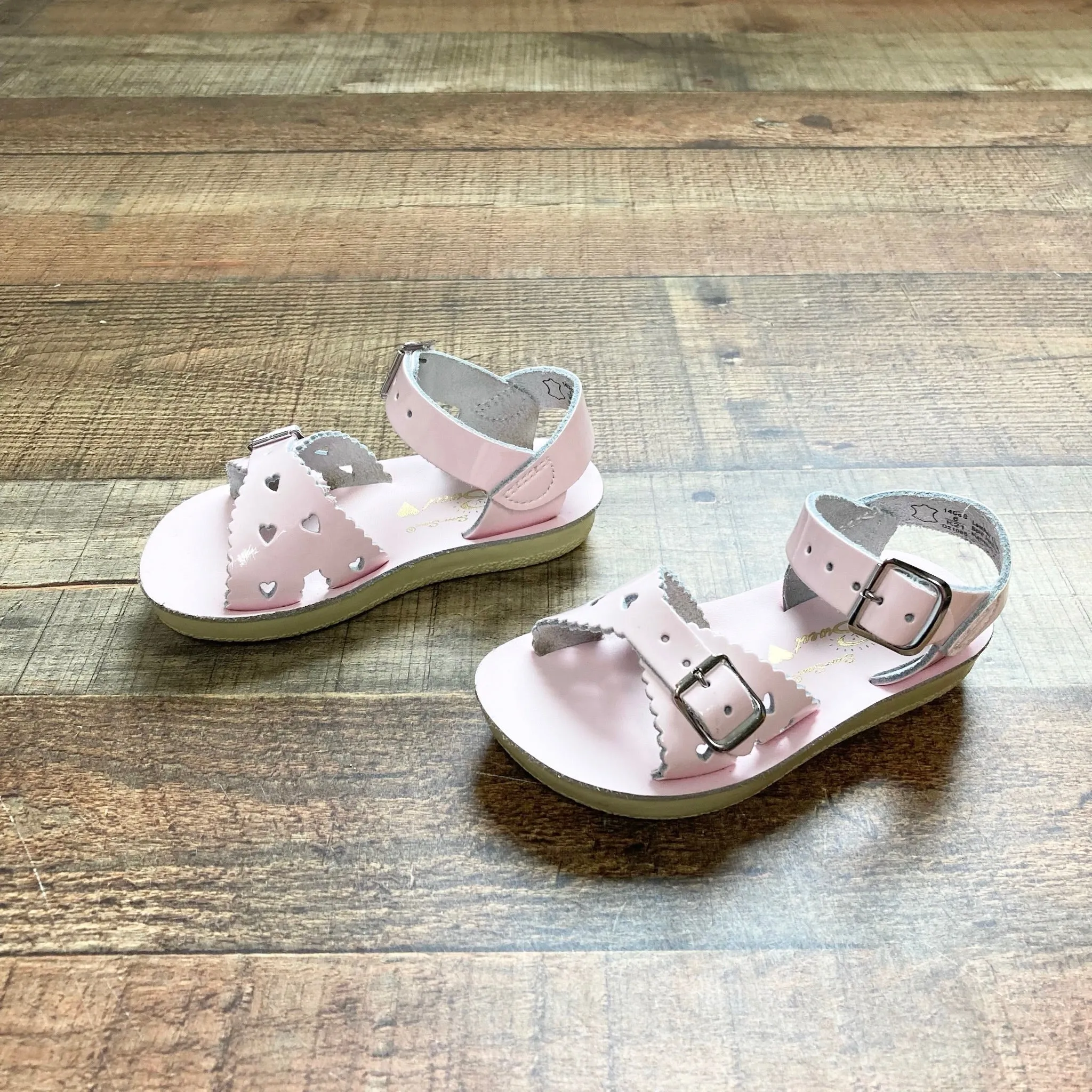 Sun-San Pink Patent Leather Sweetheart Sandals- Size 6