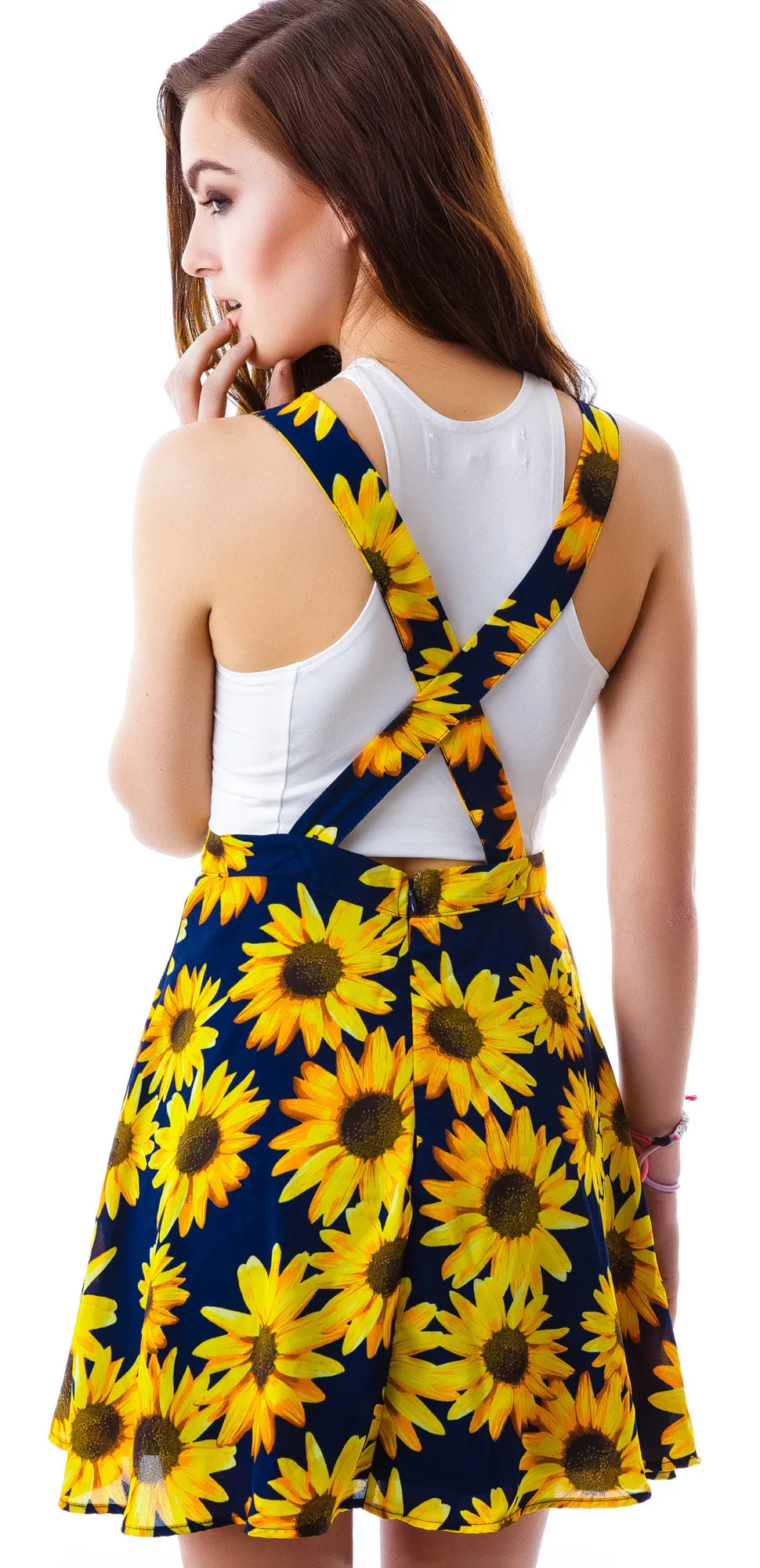 Sunflower Garden Suspender Skirt-