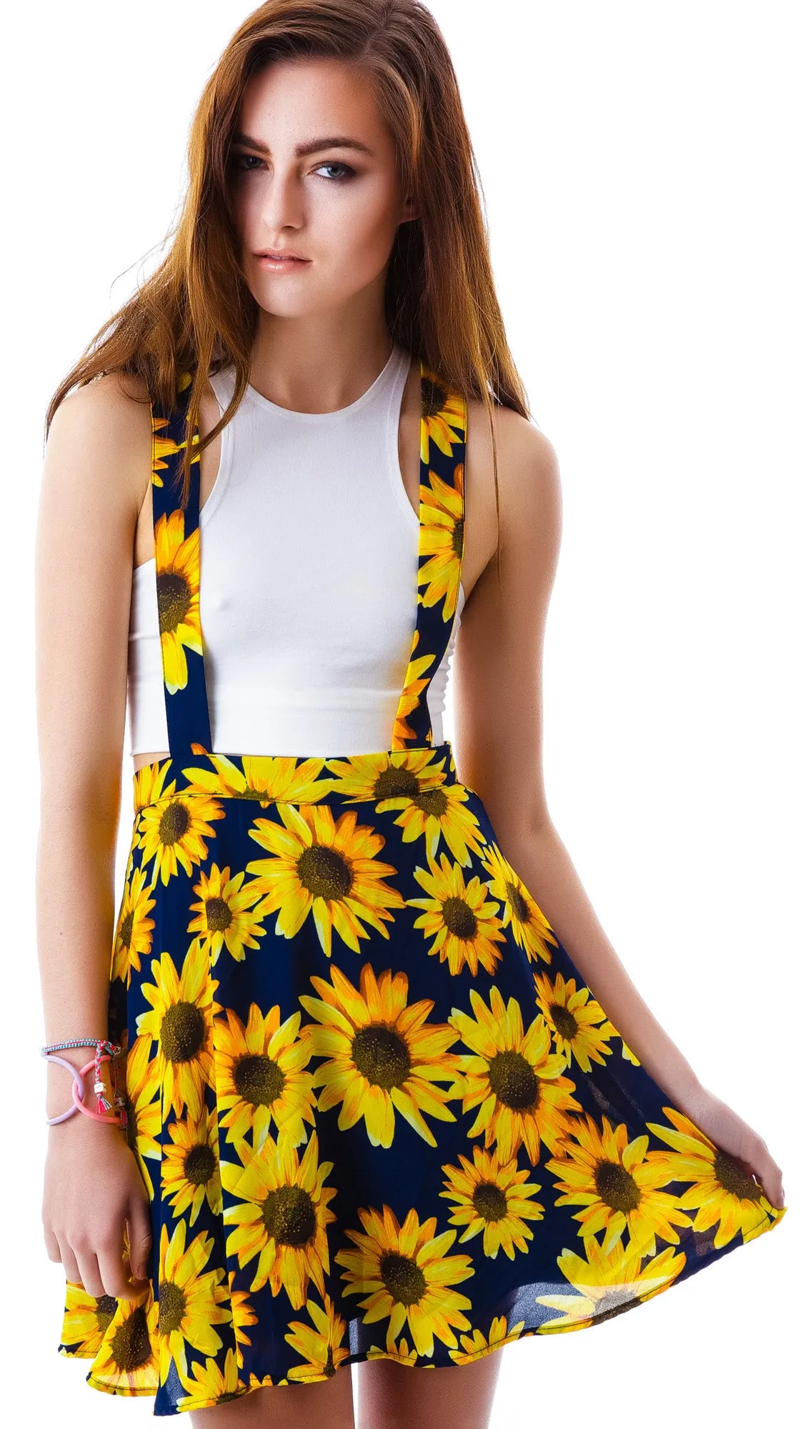 Sunflower Garden Suspender Skirt-