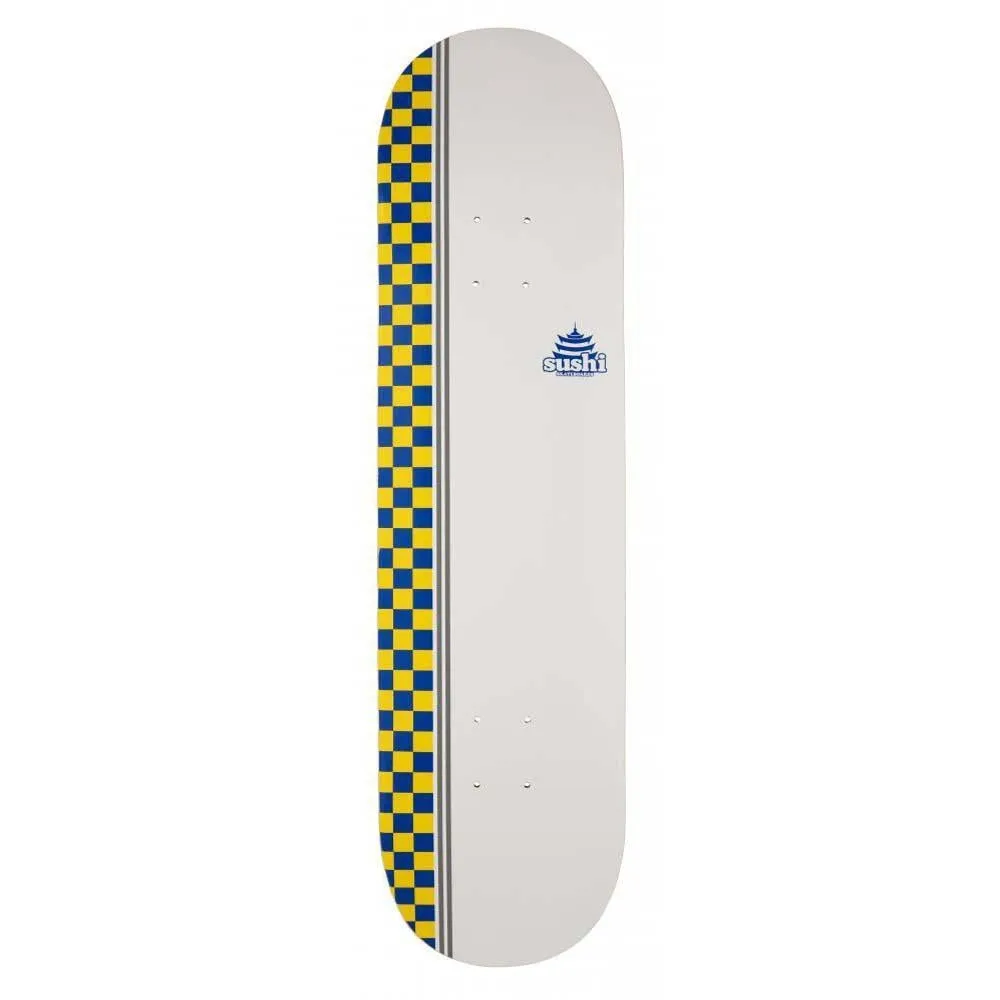 Sushi Skateboards Checker Logo Skateboard Deck White 8.125