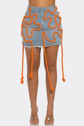 Tangerine Trace Denim Skirt