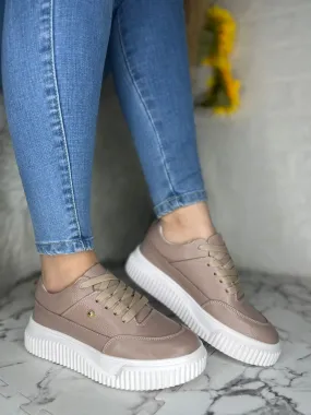 Textured Sole Leather Sneakers