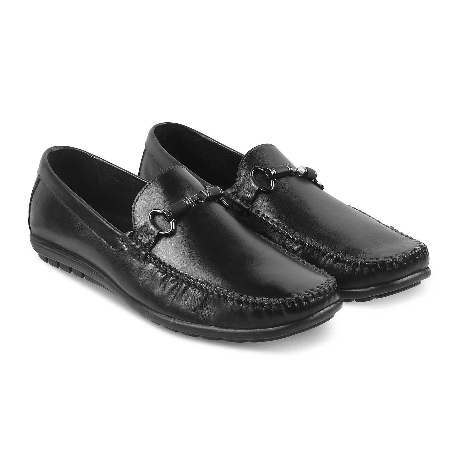 The Freccia Black Men's Leather Driving Loafers Tresmode