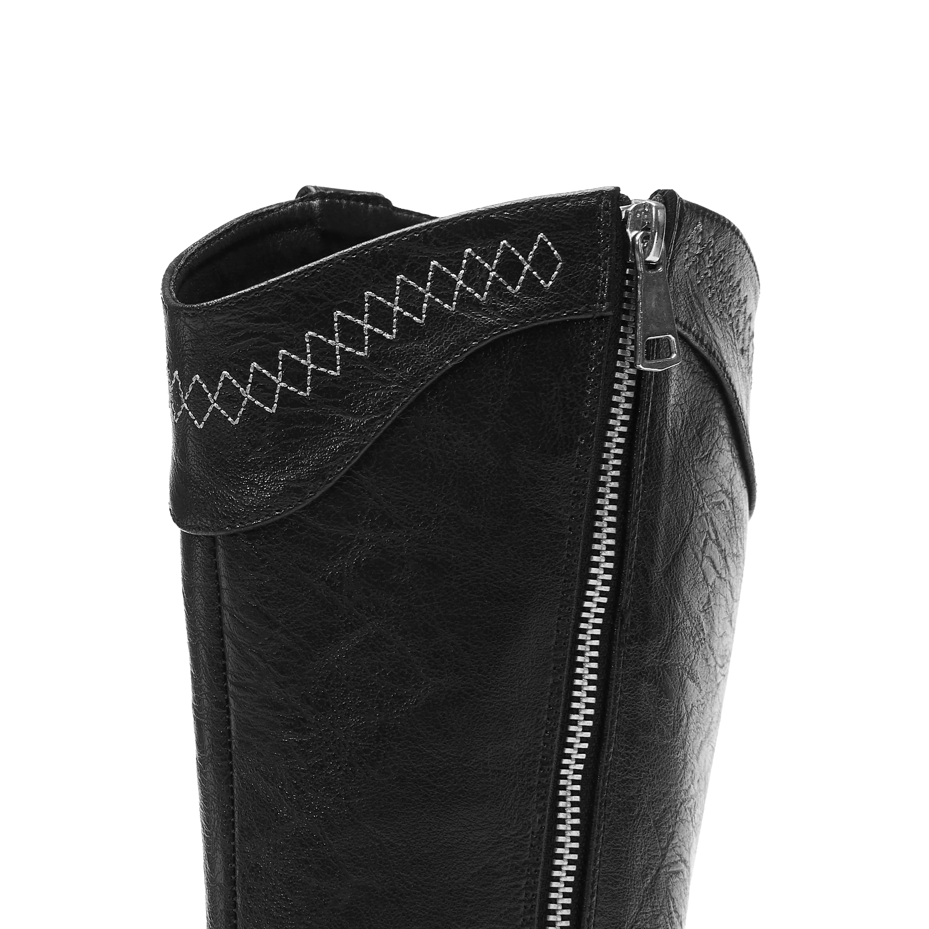 The Last Courtship Men's Ornate Stacked Cowboy Boots - Black Lizard