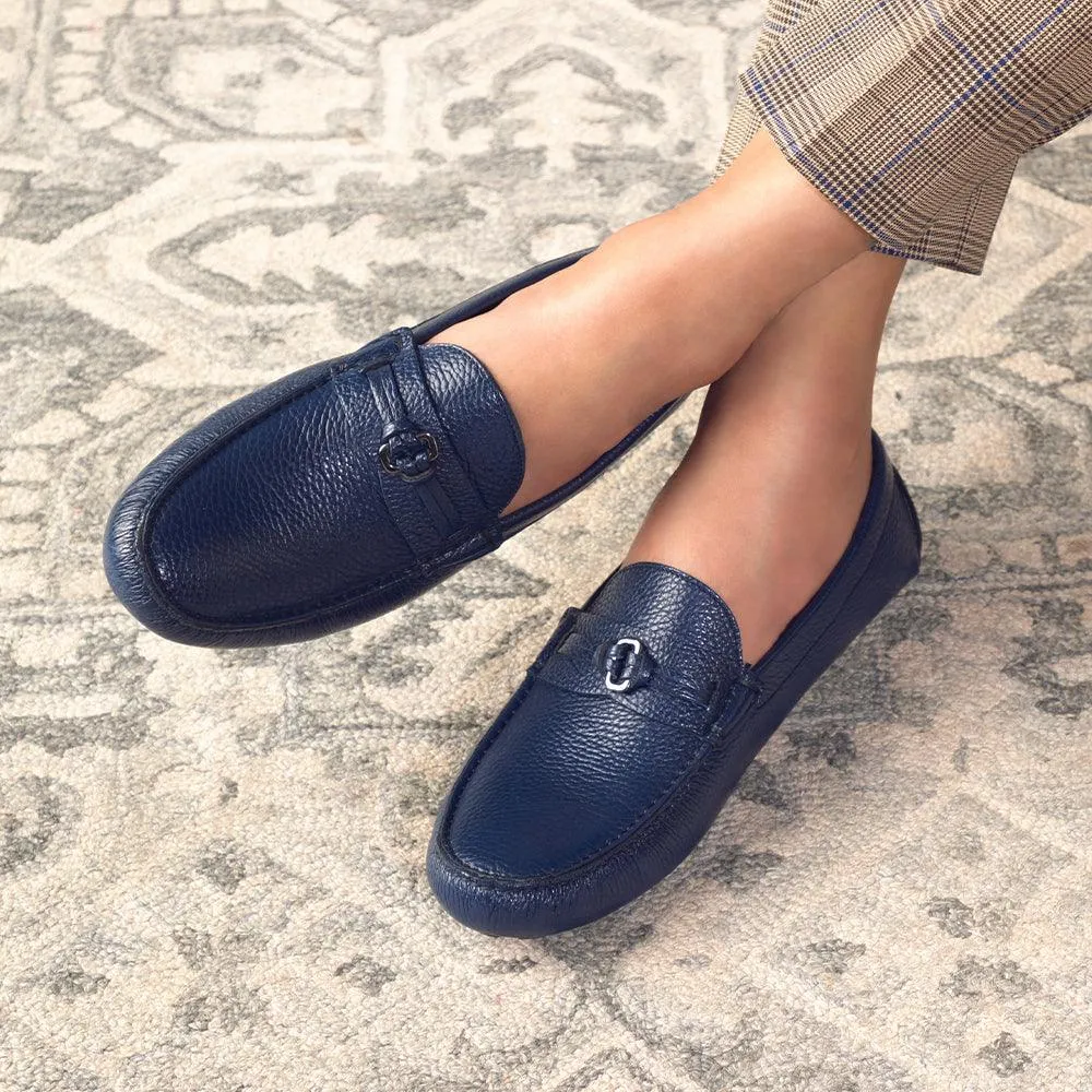 The Maiorico Blue Men's Handcrafted Leather Driving Loafers Tresmode