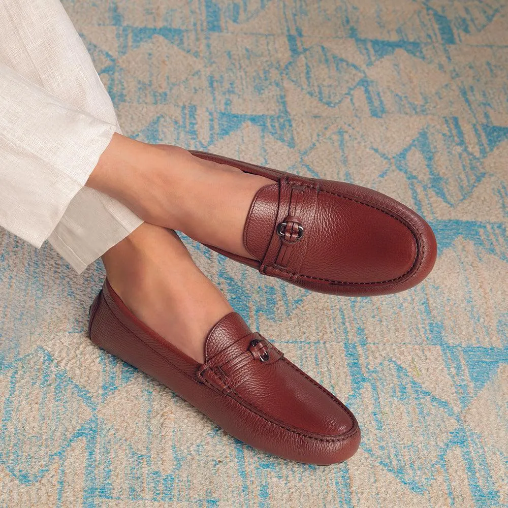 The Maiorico Brown Men's Handcrafted Leather Driving Loafers Tresmode