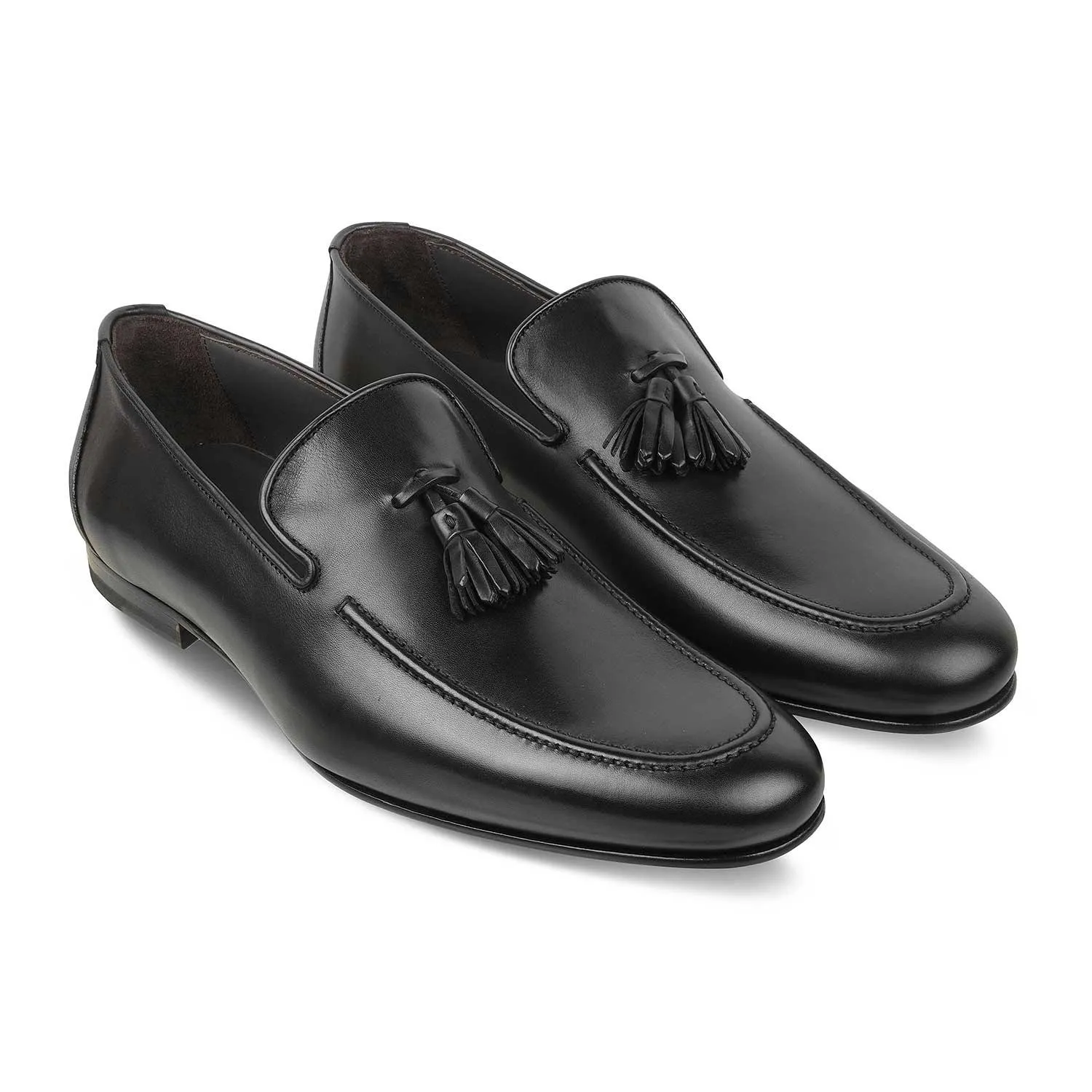 The Mancio Black Men's Handcrafted Leather Loafers Tresmode