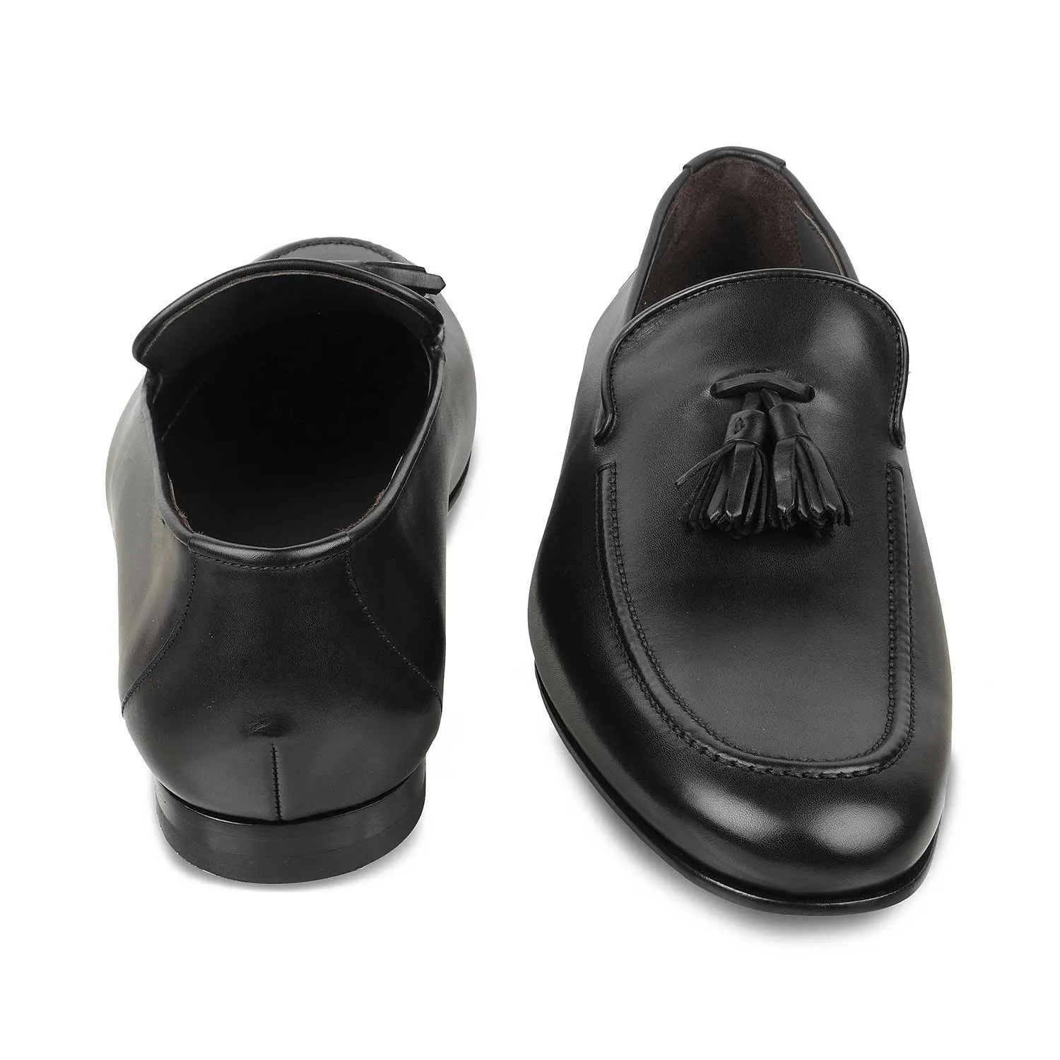 The Mancio Black Men's Handcrafted Leather Loafers Tresmode