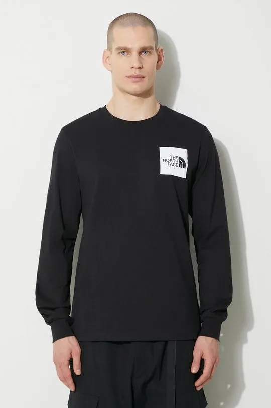 The North Face cotton longsleeve top M L/S Fine Tee black color NF0A87NCJK31