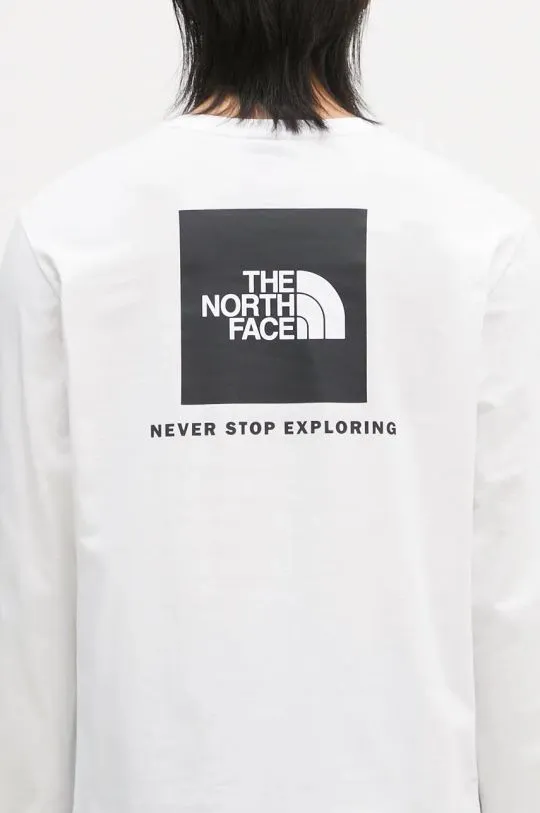 The North Face cotton longsleeve top M L/S Redbox Tee beige color with a print NF0A87NNFN41