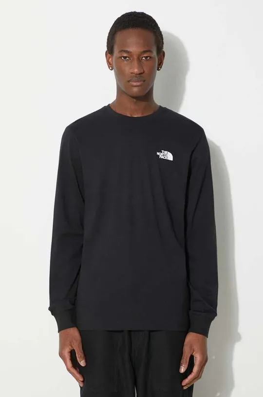 The North Face cotton longsleeve top M L/S Redbox Tee black color with a print NF0A87NNJK31