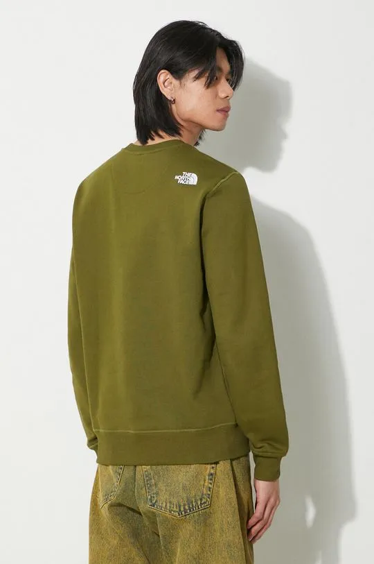 The North Face cotton sweatshirt M Drew Peak Crew men's green color with a print NF0A4SVRPIB1