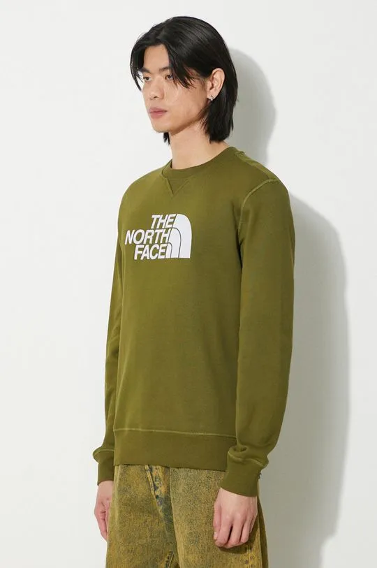 The North Face cotton sweatshirt M Drew Peak Crew men's green color with a print NF0A4SVRPIB1