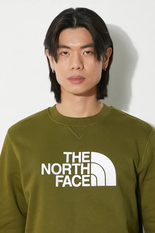 The North Face cotton sweatshirt M Drew Peak Crew men's green color with a print NF0A4SVRPIB1