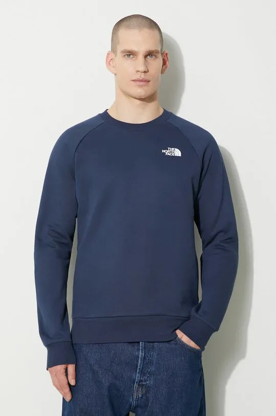 The North Face cotton sweatshirt M Raglan Redbox Crew men's navy blue color NF0A4SZ98K21