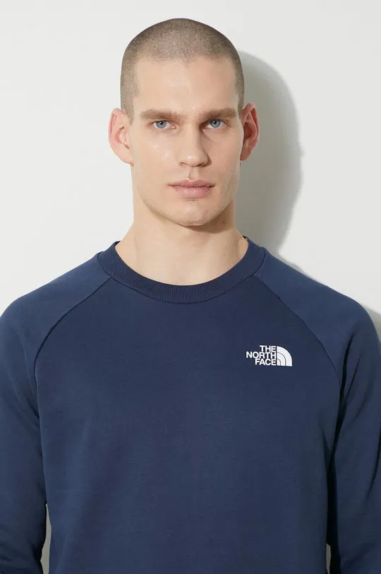 The North Face cotton sweatshirt M Raglan Redbox Crew men's navy blue color NF0A4SZ98K21