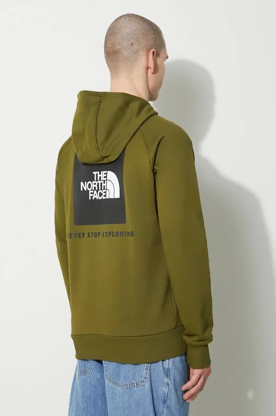 The North Face cotton sweatshirt M Raglan Redbox Hoodie men's green color NF0A2ZWUPIB1