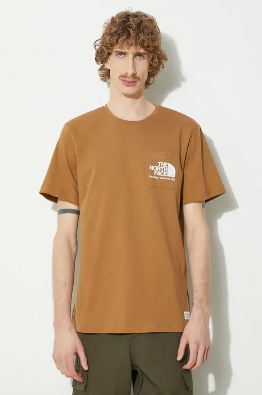 The North Face cotton t-shirt M Berkeley California Pocket S/S Tee men’s brown color NF0A87U21731