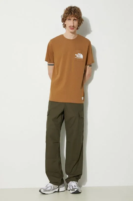 The North Face cotton t-shirt M Berkeley California Pocket S/S Tee men’s brown color NF0A87U21731