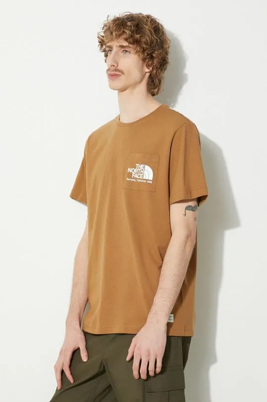 The North Face cotton t-shirt M Berkeley California Pocket S/S Tee men’s brown color NF0A87U21731