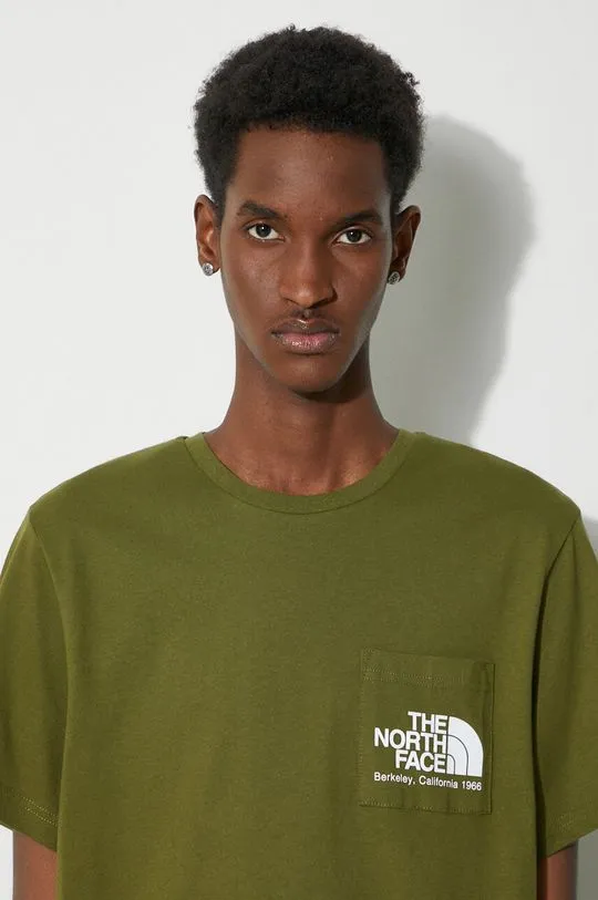 The North Face cotton t-shirt M Berkeley California Pocket S/S Tee men’s green color NF0A87U2PIB1