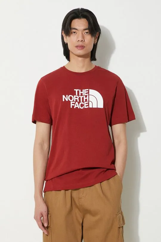 The North Face cotton t-shirt M S/S Easy Tee men’s maroon color with a print NF0A87N5POJ1