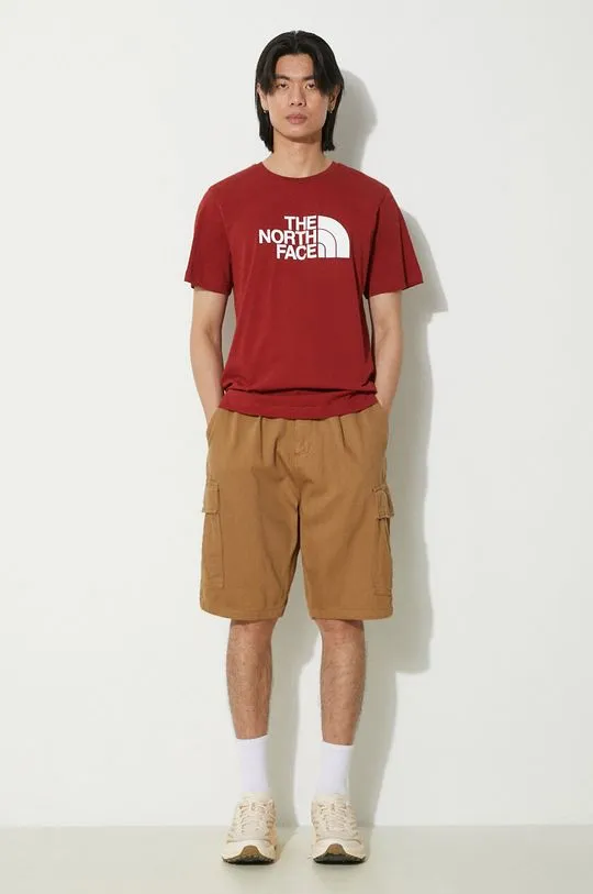 The North Face cotton t-shirt M S/S Easy Tee men’s maroon color with a print NF0A87N5POJ1