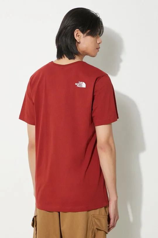 The North Face cotton t-shirt M S/S Easy Tee men’s maroon color with a print NF0A87N5POJ1