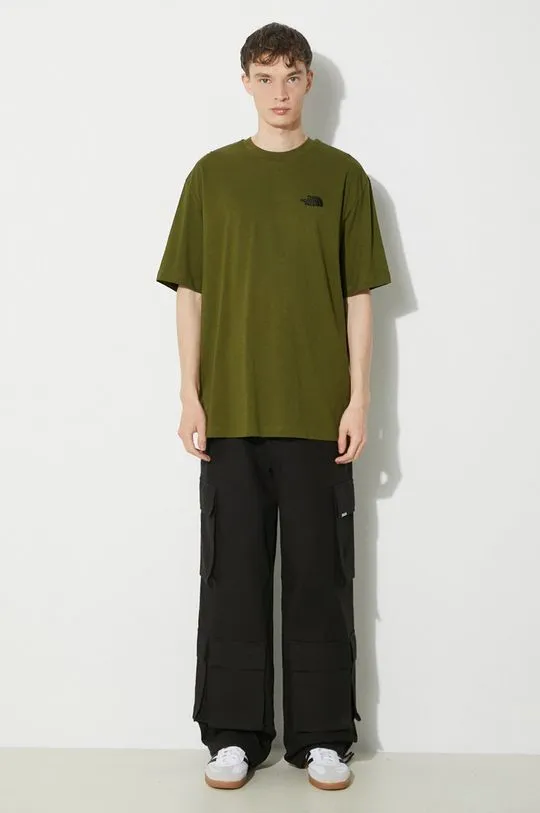 The North Face cotton t-shirt M S/S Essential Oversize Tee men’s green color NF0A87NRPIB1