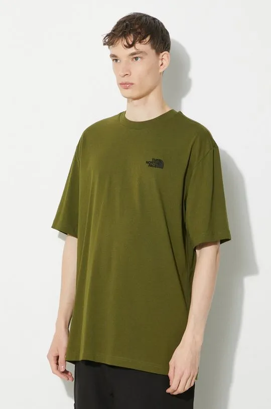 The North Face cotton t-shirt M S/S Essential Oversize Tee men’s green color NF0A87NRPIB1