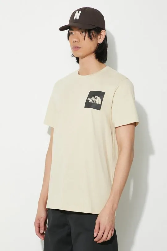 The North Face cotton t-shirt M S/S Fine Tee men’s beige color with a print NF0A87ND3X41