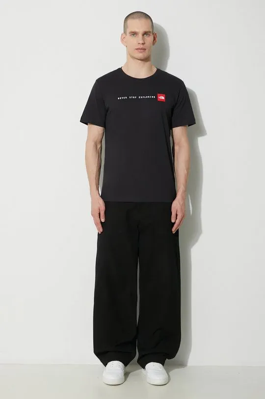 The North Face cotton t-shirt M S/S Never Stop Exploring Tee men’s black color NF0A87NSJK31