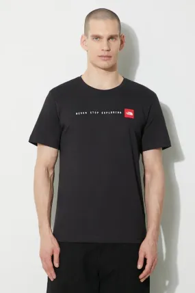 The North Face cotton t-shirt M S/S Never Stop Exploring Tee men’s black color NF0A87NSJK31