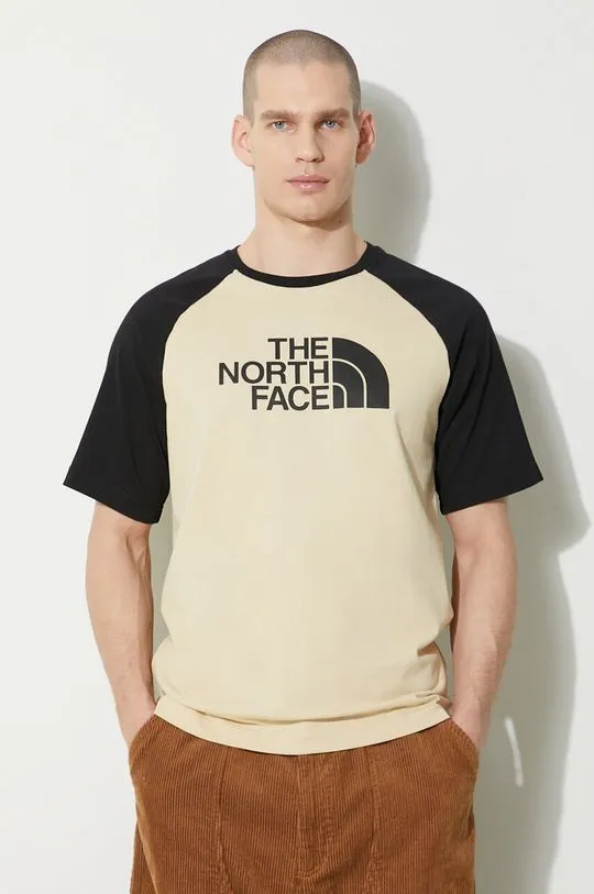 The North Face cotton t-shirt M S/S Raglan Easy Tee men’s beige color NF0A87N73X41