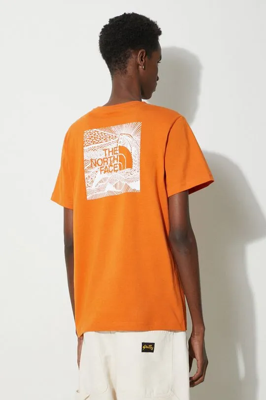 The North Face cotton t-shirt M S/S Redbox Celebration Tee men’s orange color NF0A87NVPCO1