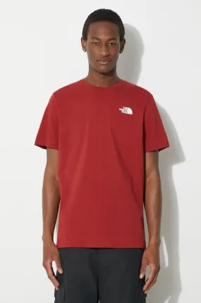 The North Face cotton t-shirt M S/S Redbox Tee men’s maroon color with a print NF0A87NPPOJ1