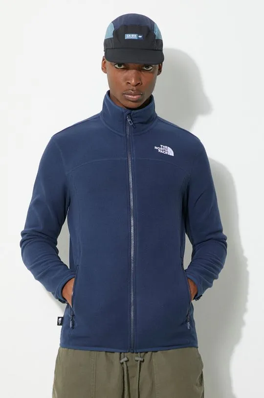 The North Face fleece sweatshirt M 100 Glacier Full Zip navy blue color smooth NF0A855X8K21