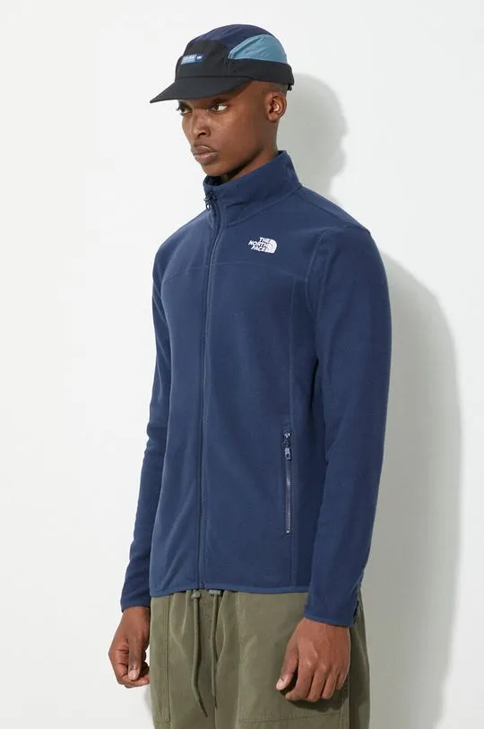 The North Face fleece sweatshirt M 100 Glacier Full Zip navy blue color smooth NF0A855X8K21