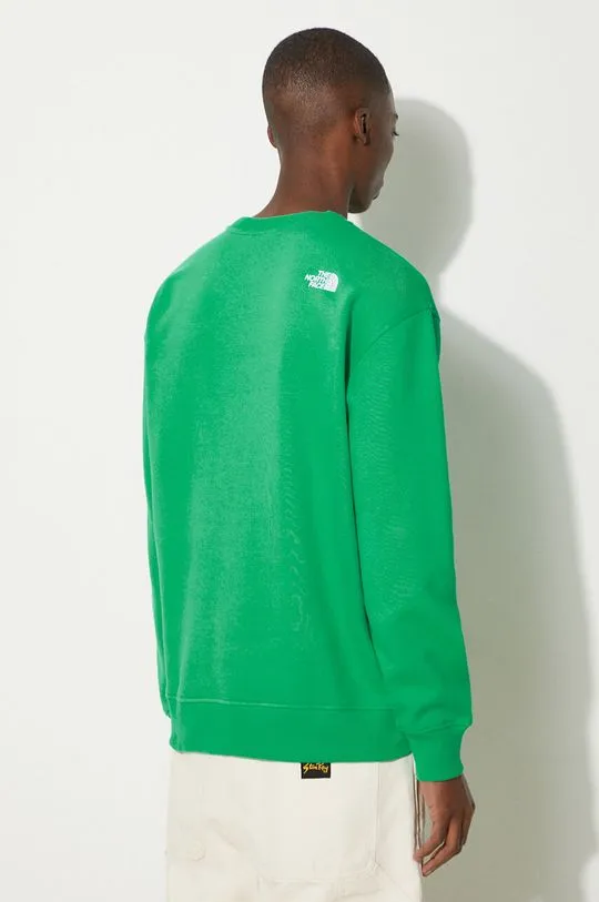 The North Face sweatshirt M Essential Crew men's green color smooth NF0A7ZJAPO81