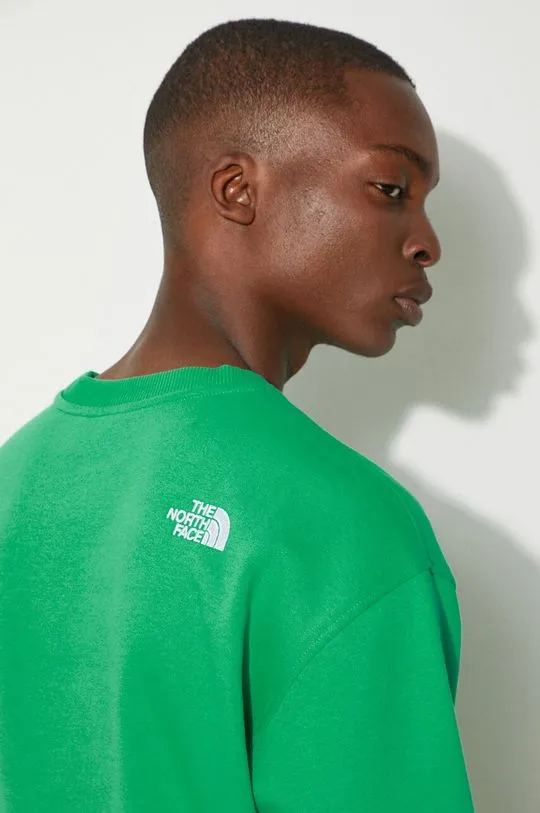 The North Face sweatshirt M Essential Crew men's green color smooth NF0A7ZJAPO81