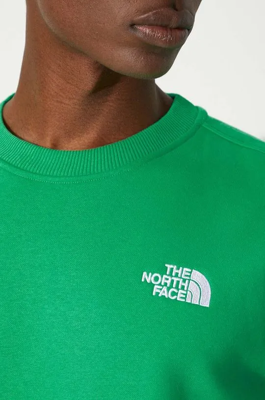 The North Face sweatshirt M Essential Crew men's green color smooth NF0A7ZJAPO81