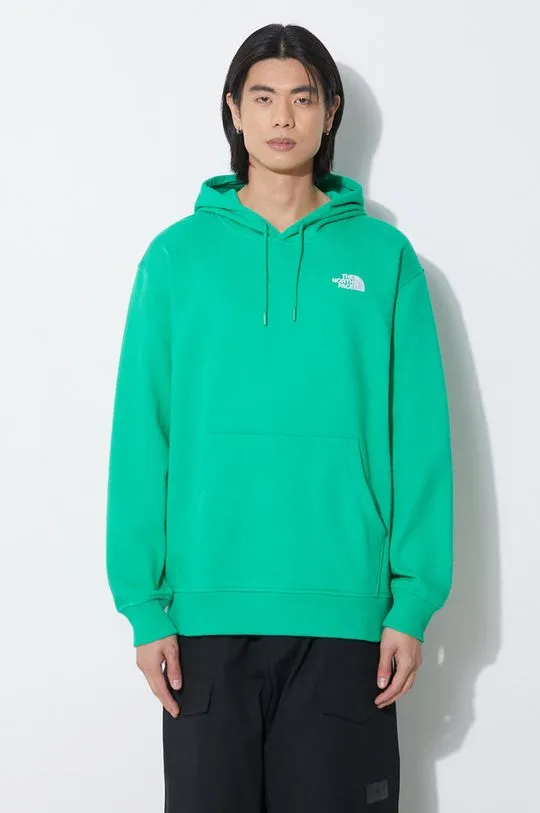 The North Face sweatshirt M Essential Hoodie men's green color hooded smooth NF0A7ZJ9PO81