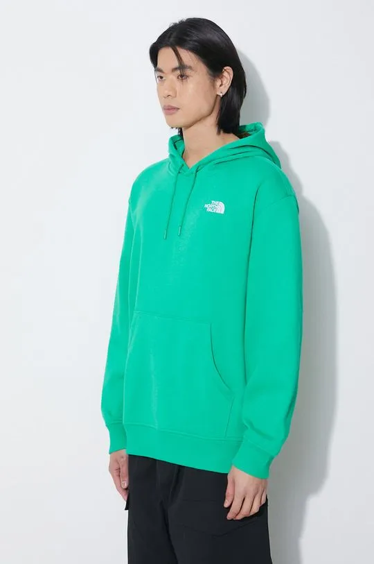 The North Face sweatshirt M Essential Hoodie men's green color hooded smooth NF0A7ZJ9PO81