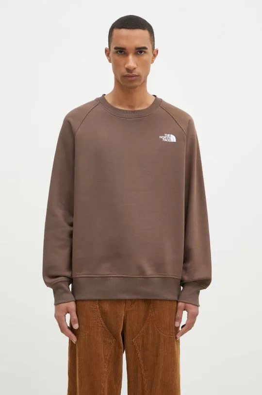 The North Face sweatshirt Raglan Redbox Crew men's brown color with a print NF0A89FA1OI1