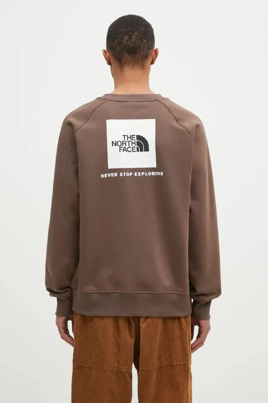 The North Face sweatshirt Raglan Redbox Crew men's brown color with a print NF0A89FA1OI1