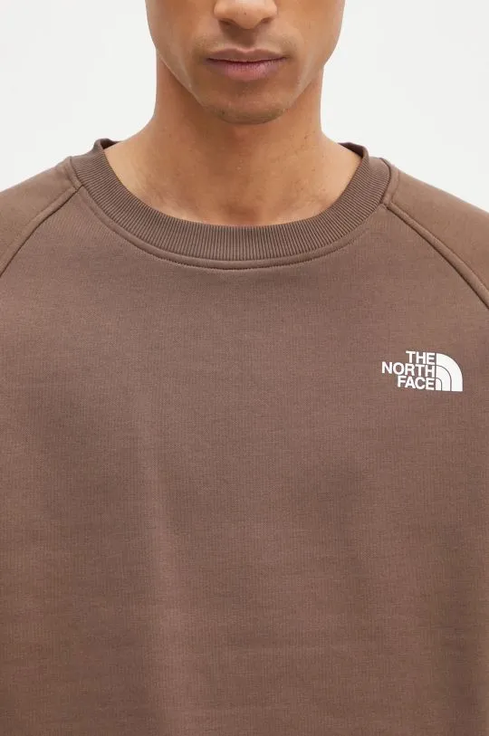 The North Face sweatshirt Raglan Redbox Crew men's brown color with a print NF0A89FA1OI1